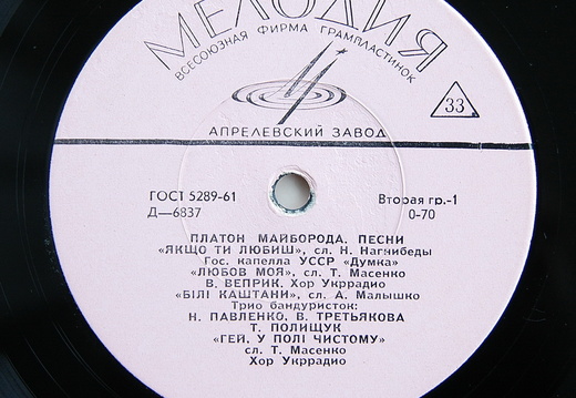 Платон Майборода. Пісні