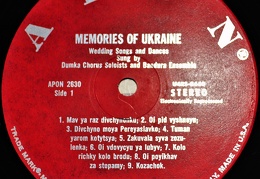 Dumka Chorus Soloists*, Bandura Ensemble* ‎– Memories Of Ukraine - Folk Songs And Dances